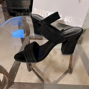 Bleecker and Bond velour high heel slides